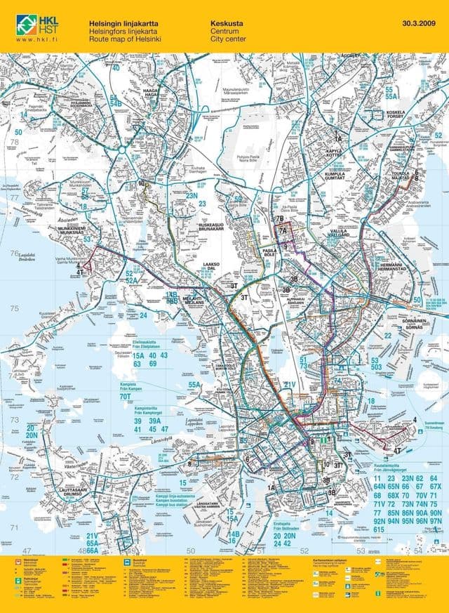 Mapa da rodoviária de Helsinki