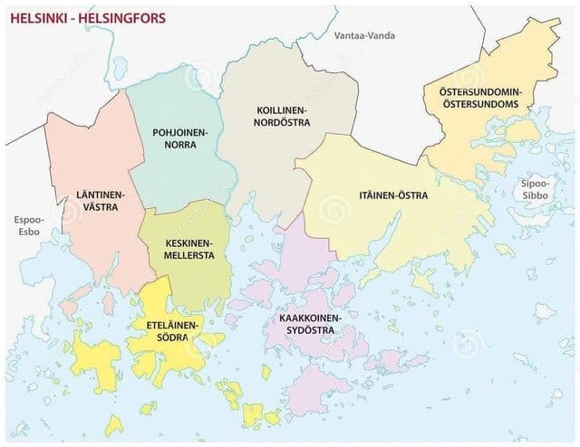 Mapa do distrito de Helsinque