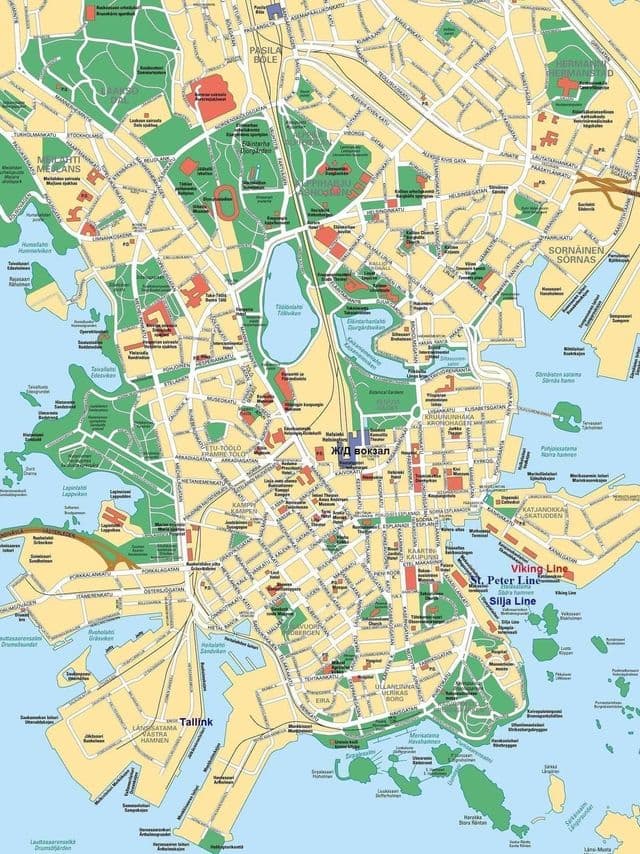 Mapa da cidade de Helsinque
