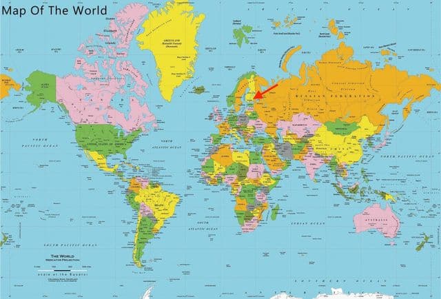 Localização de Helsinque no mapa mundial
