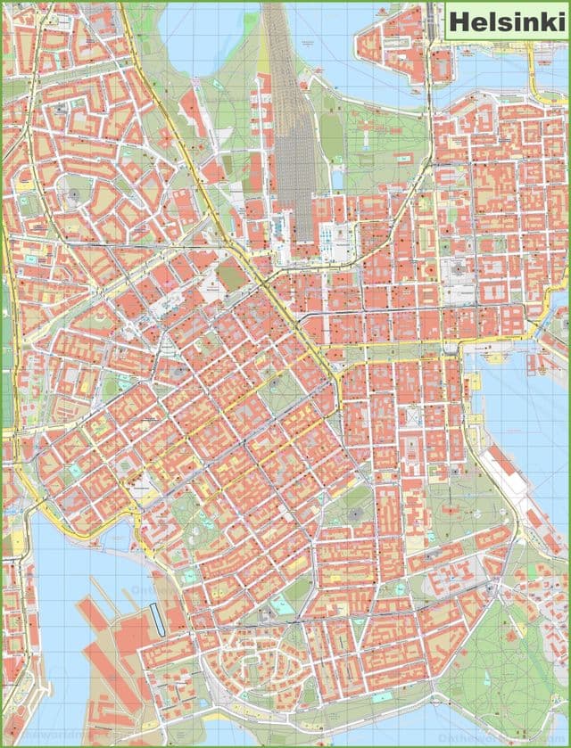 Mapa das ruas de Helsinque