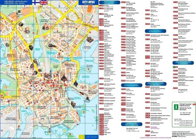 Mapa turístico de Helsinque