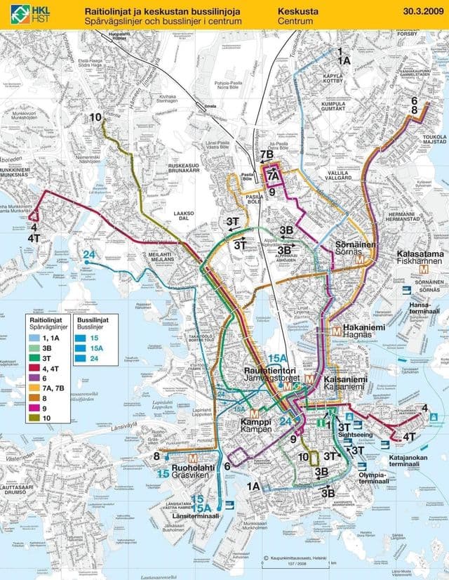 Mapa de transporte de Helsinque