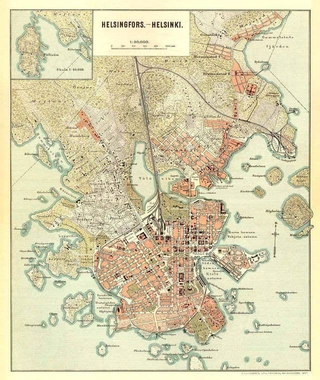 Mapa antigo de Helsinque